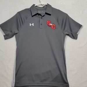 Under Armour Men's Polo Shirt Size S Small Gray Loose Fit HeatGear Short Sleeve